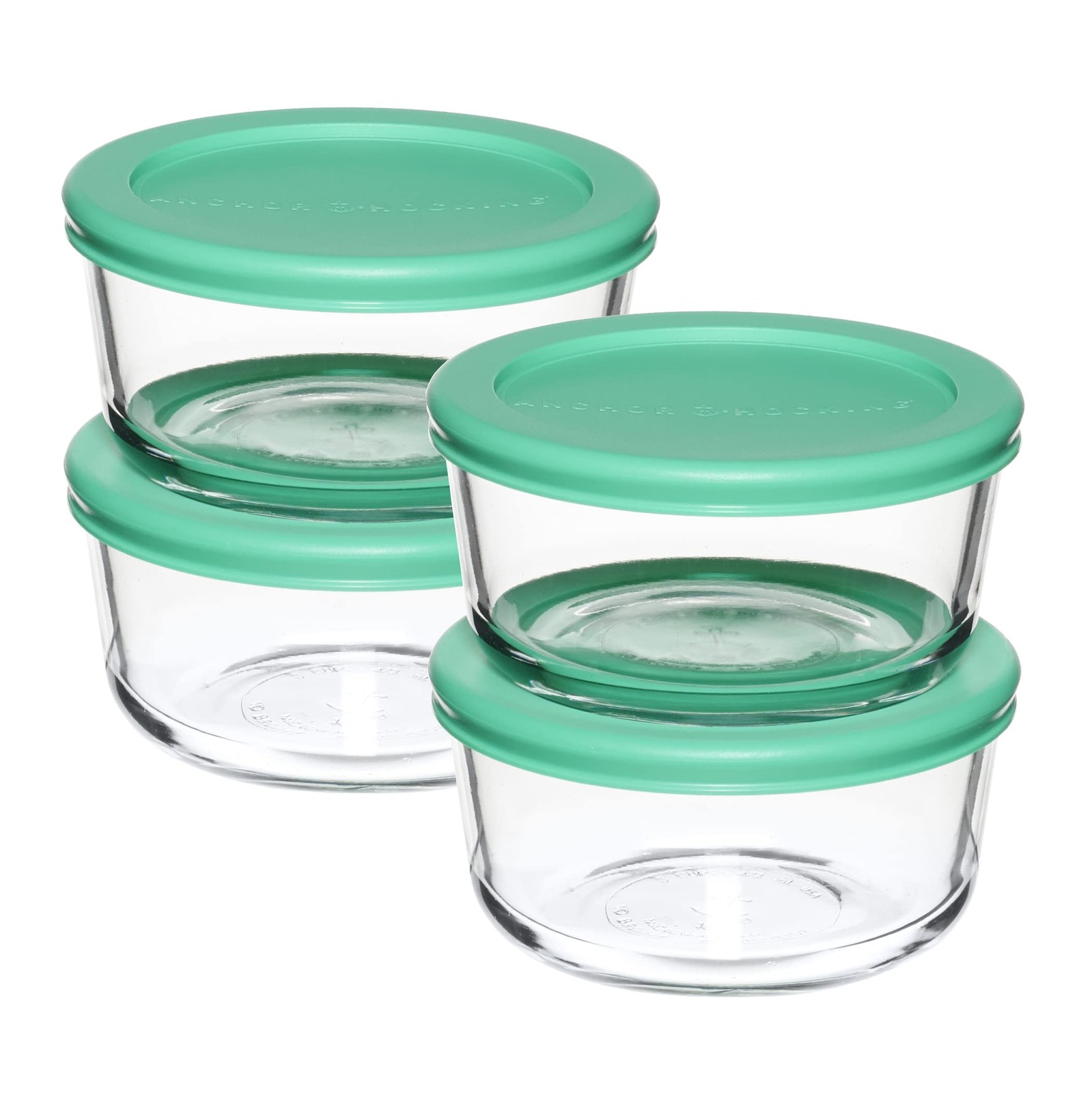 Anchor Hocking 2 Cup Glass Storage Containers with Lids, 2 Cup, Mixed Blue