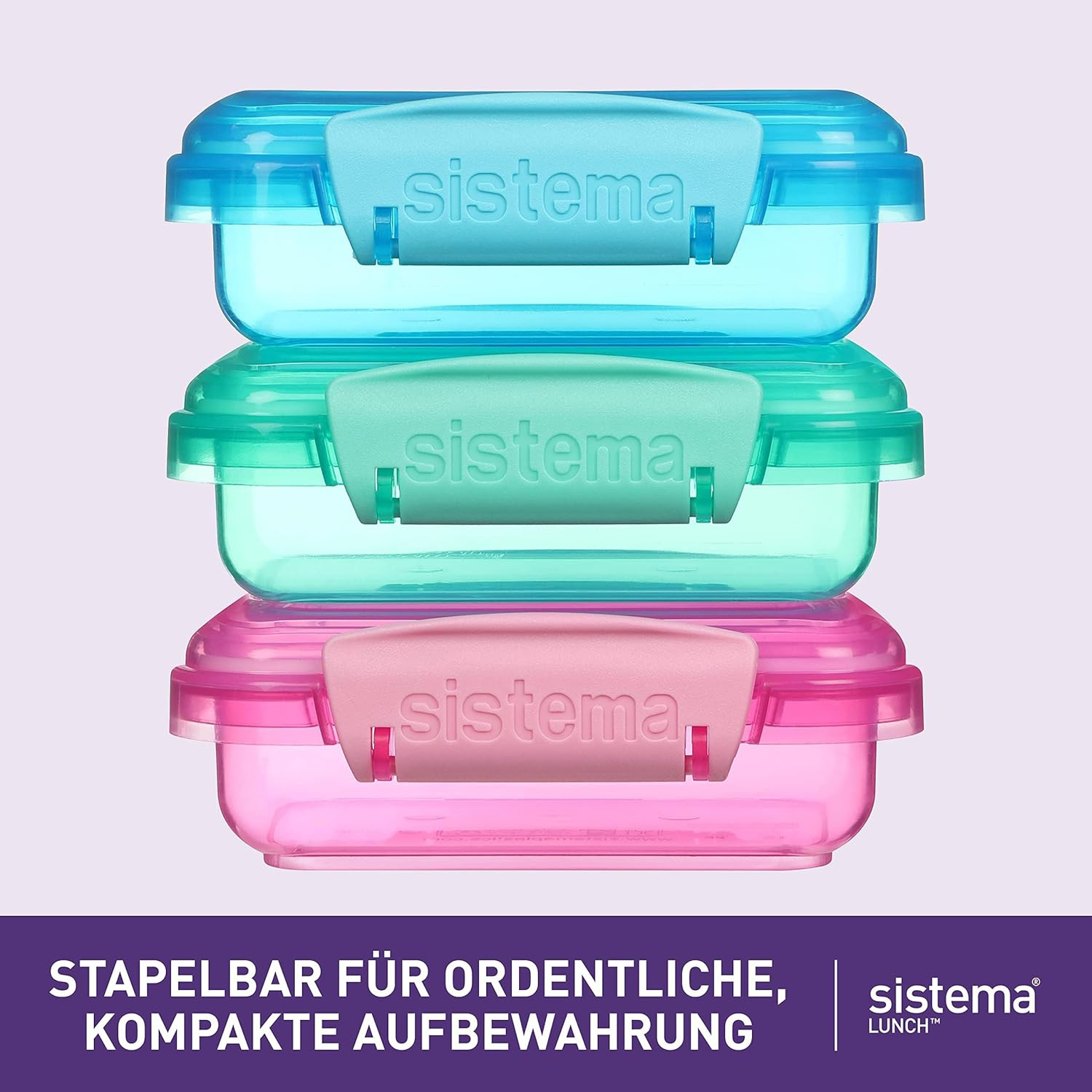 Lunch Collection Food Storage Containers, 6.7 Oz./0.2 L, Pink/Green/Blue, 3 Coun