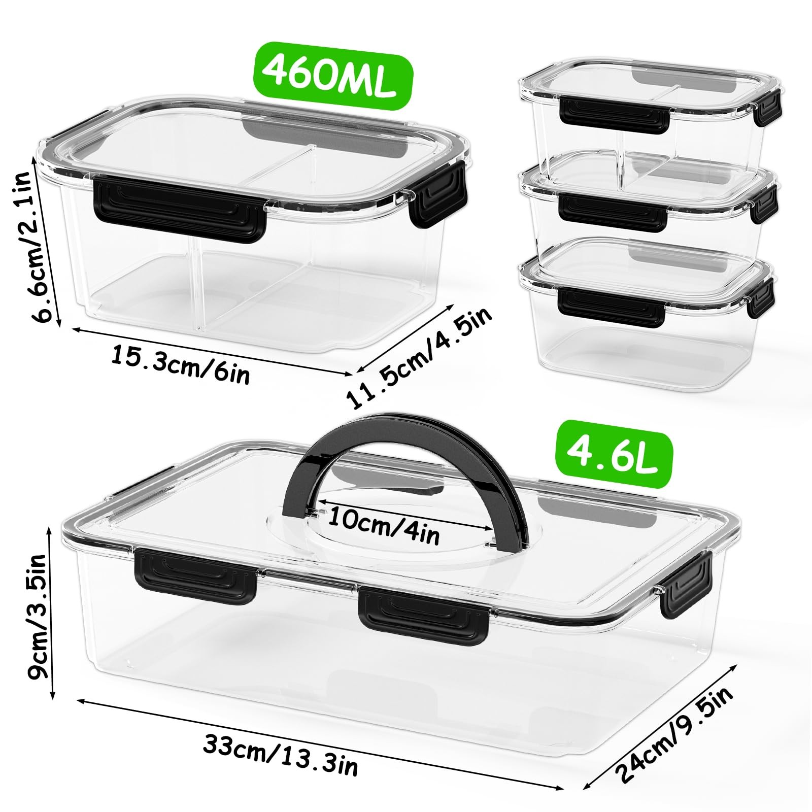 LOTKEY 5 Pack Fruit Storage Containers for Fridge, Divided Serving Tray with …