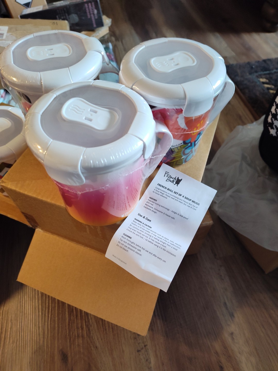 French Bull – Soup Mug Food Storage For Lunch & Travel, Airtight – Set of 4 NEW