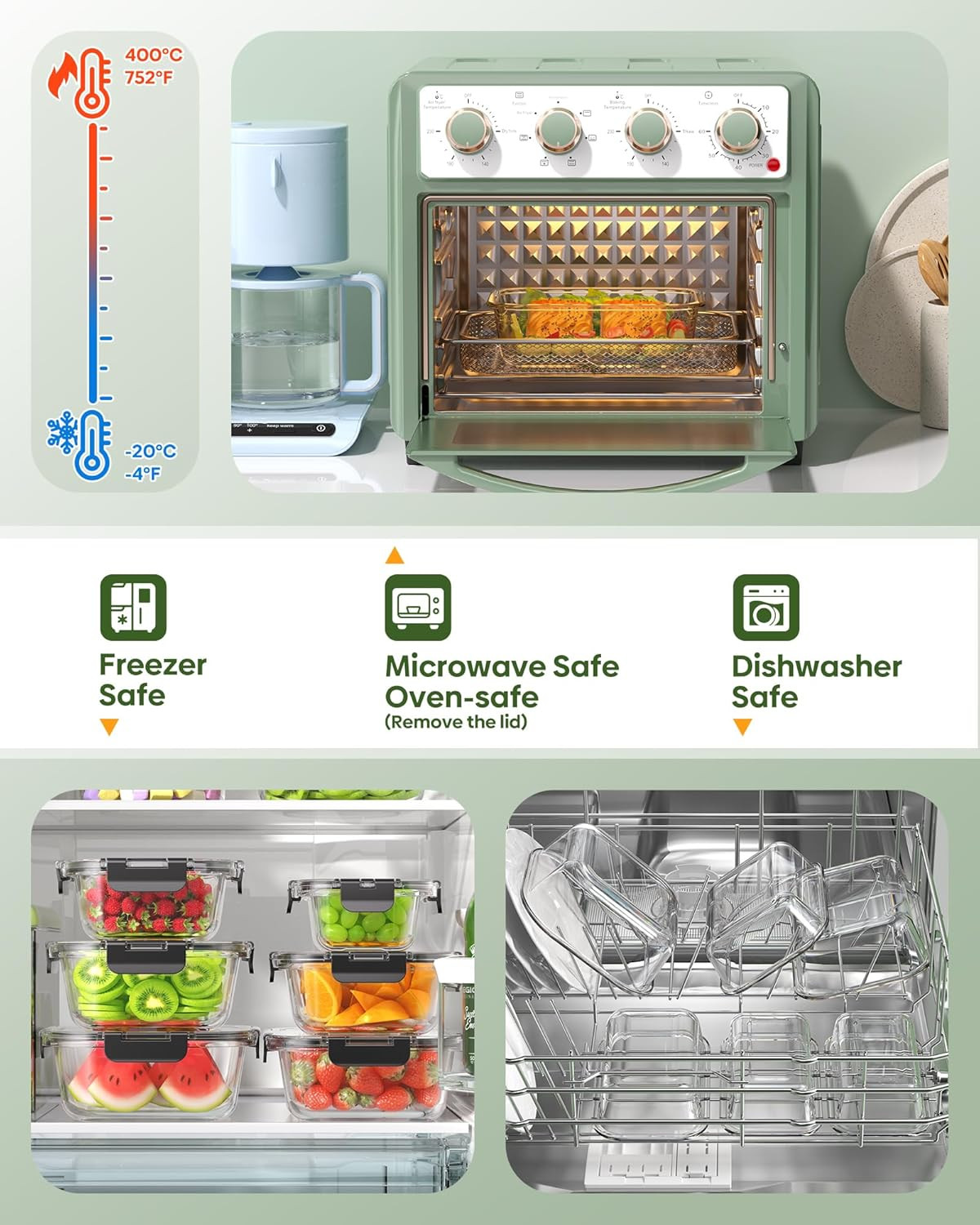 40 PCS Glass Food Storage Containers with Lids(20 Container & 20 Lid), Borosilic
