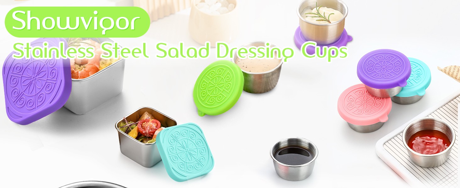 6-Pack Salad Dressing Containers, 1.6 oz Stainless Steel Condiment Containers