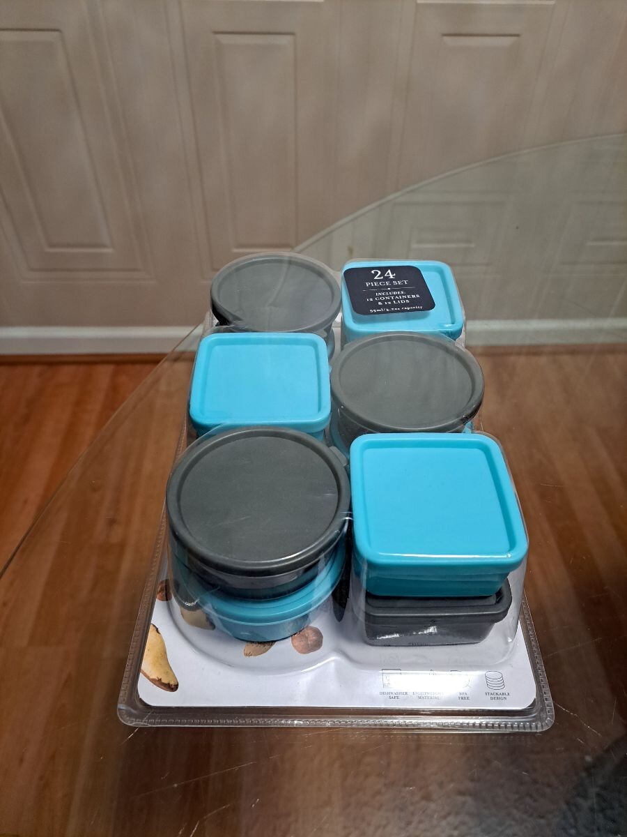 Core Condiment Container Set 24 pc Blue stackable 3.2oz capacity BPA free
