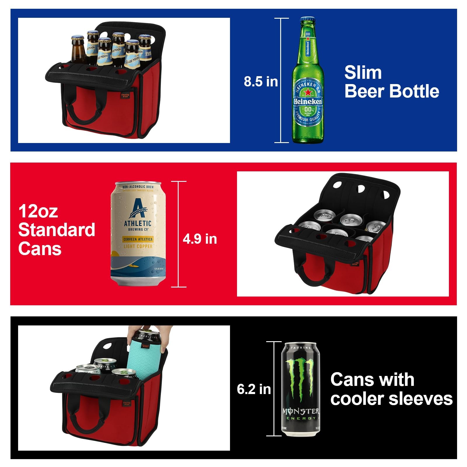 Desing Wish Portable Drinks Tote Bag For 6 Pcs Beverage Cans/Bottles Neoprene