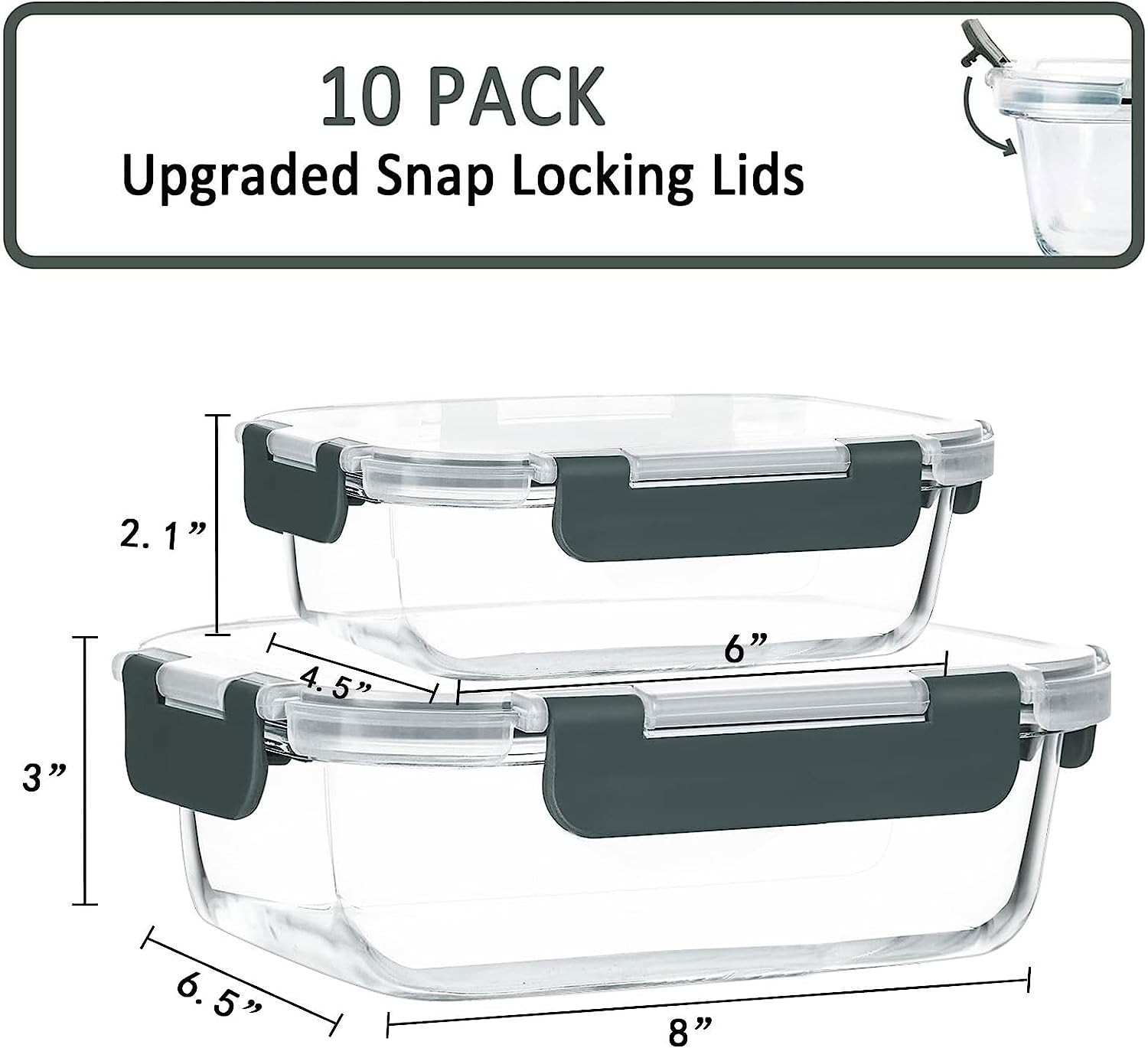 [10-Pack] Glass Meal Prep Containers with Lids, MCIRCO Food Storage Containers w
