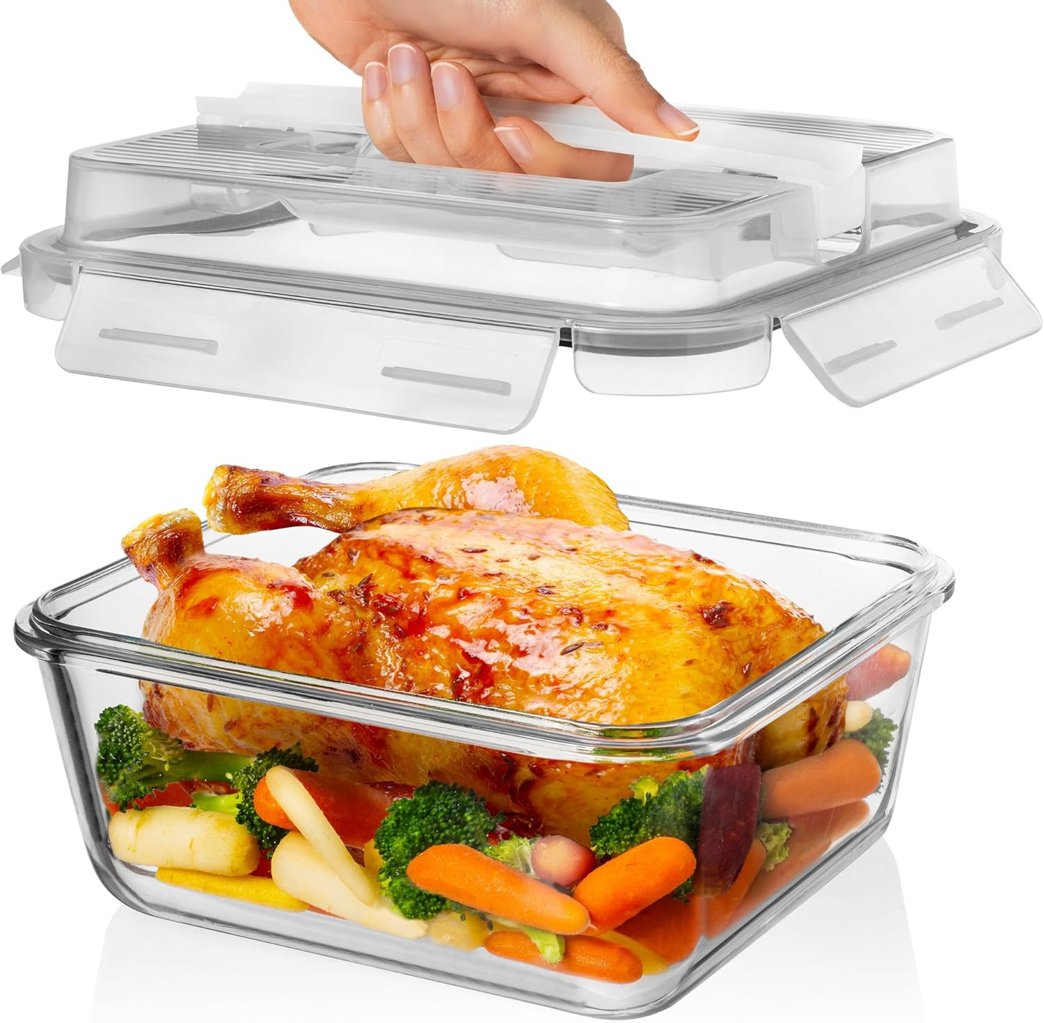 Large 2700ml Glass Food Storage Containers with Lids – Oven & Microwave Safe