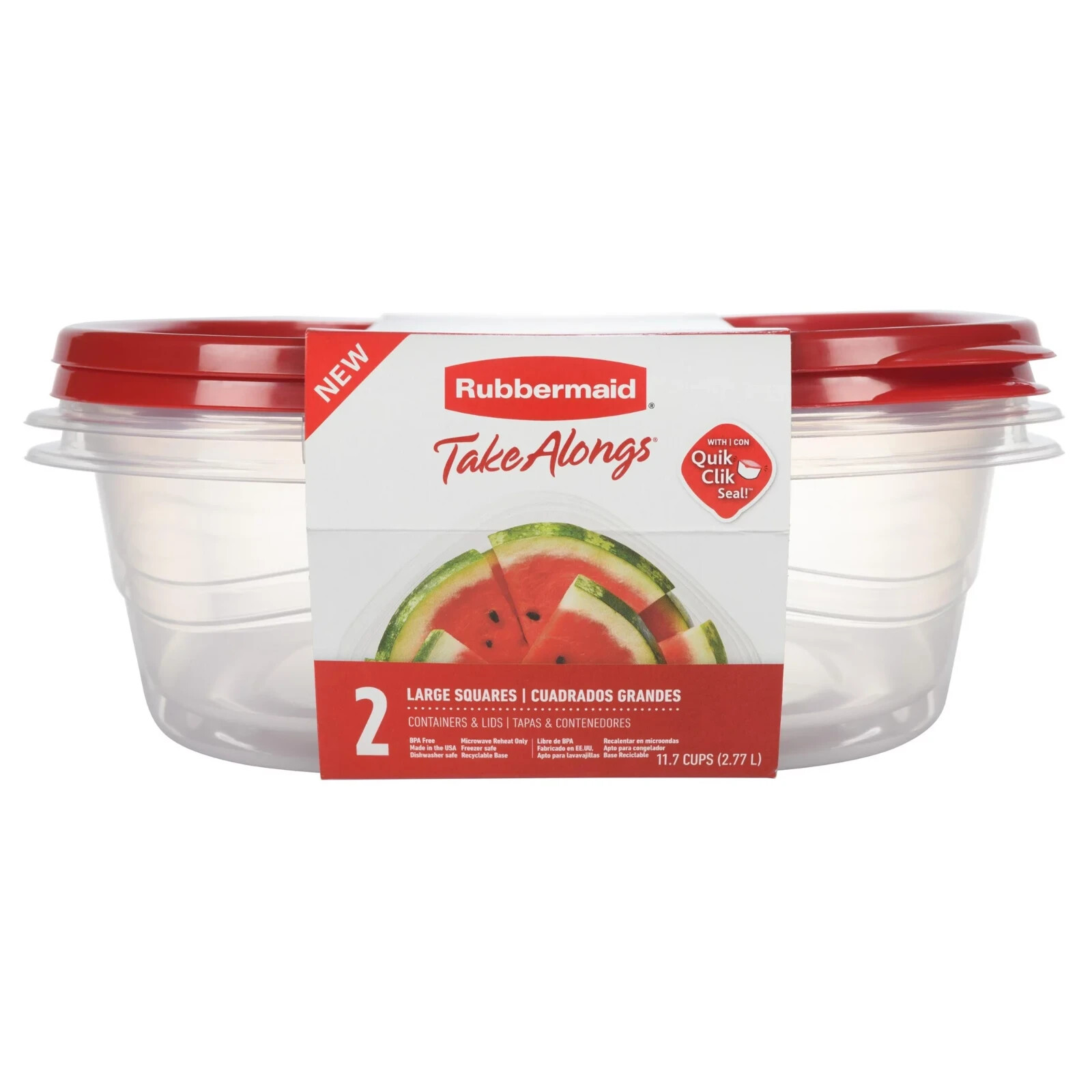 Rubbermaid TakeAlongs 11.7 Cup Food Storage Containers, Set of 2, Red FREE SHIP
