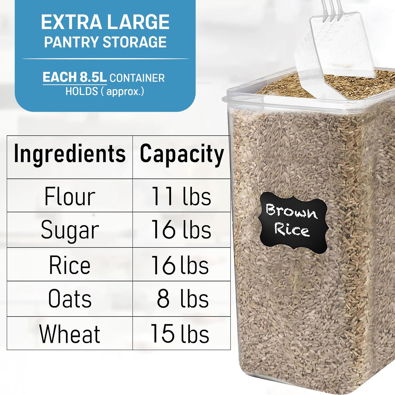 Flour Storage Container 2 PC [8.5L / 287 Oz] Extra Large Food Storage Contain…
