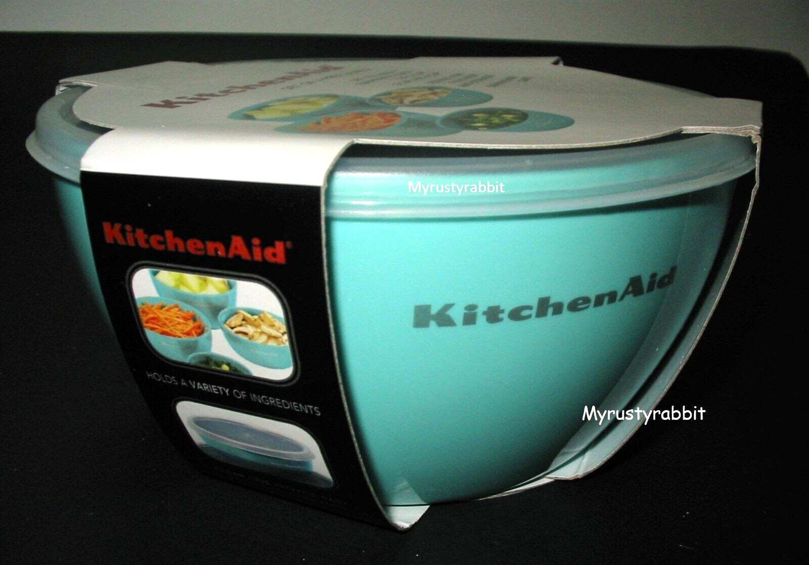 Kitchenaid Aqua Sky – Prep Bowls – Set of 4 ~ Storage with Lids – New