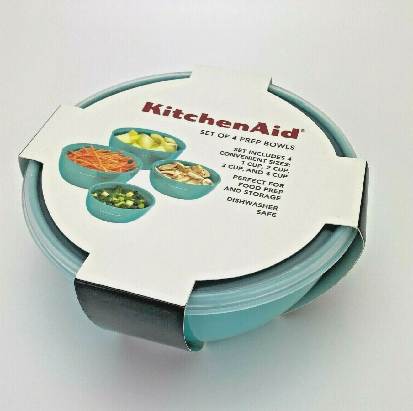 KitchenAid Classic Prep Bowls With Lids Set of 4 Aqua Sky 1C 2C 3C 4C Sizes