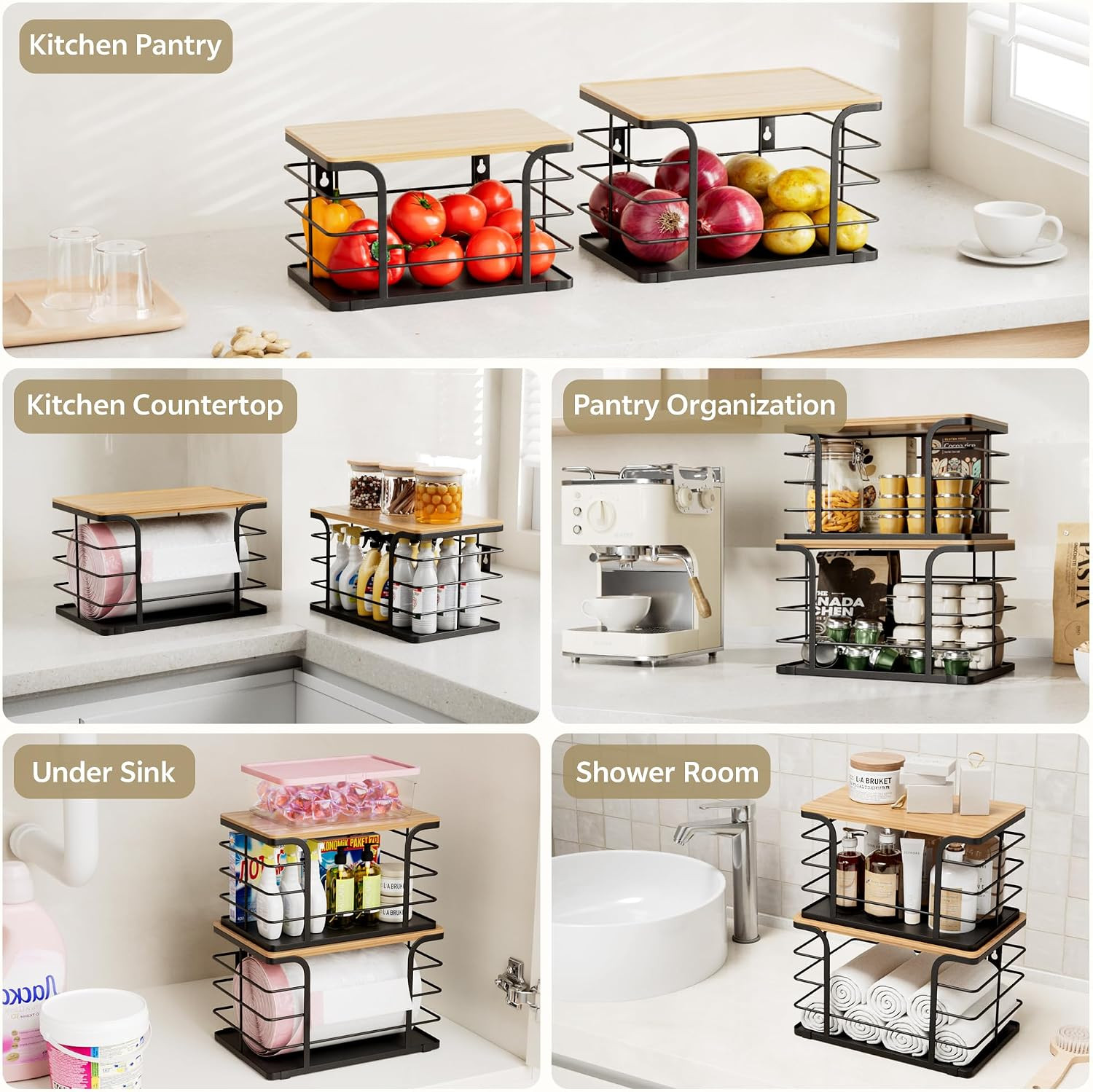 2Pcs Organizador de Cocina Canasta de Almacenamiento Papas Cebollas Verduras