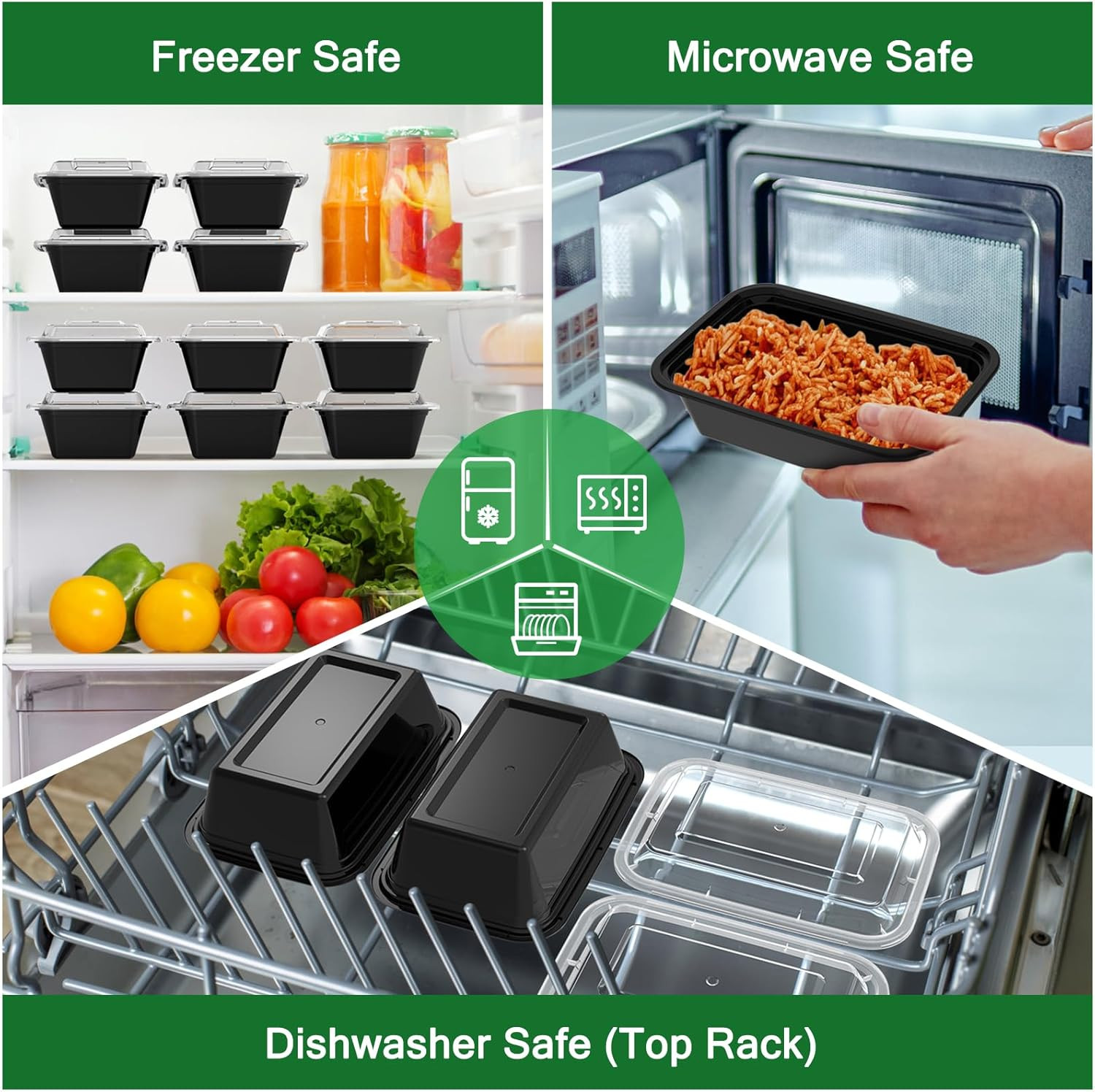 50 Pack (100-Piece) 24 Oz Meal Prep Containers Reusable with Lids, Sturdy Leakpr