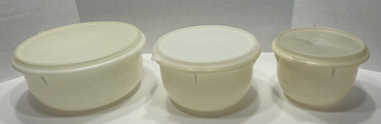 Vintage Tupperware Fix N Mix Nesting Bowls with Lids Sheer Set of 3 Flaws READ