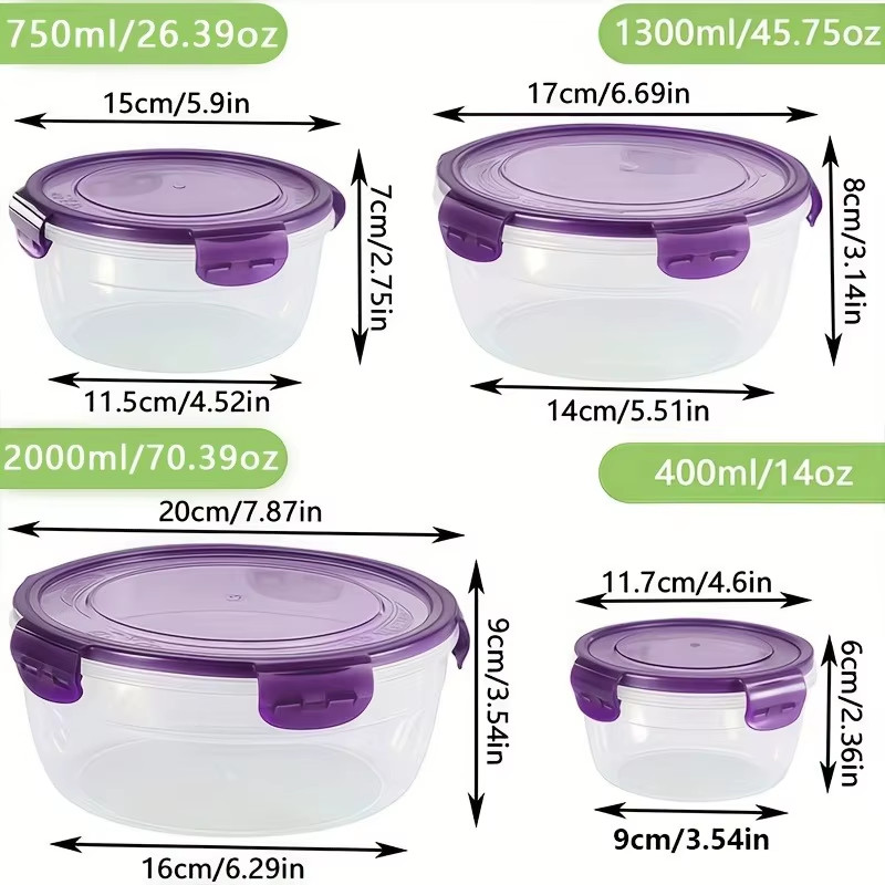 8-Piece Stackable Food Storage Containers Set Bpa-Free Leakproof Airtight for Sn