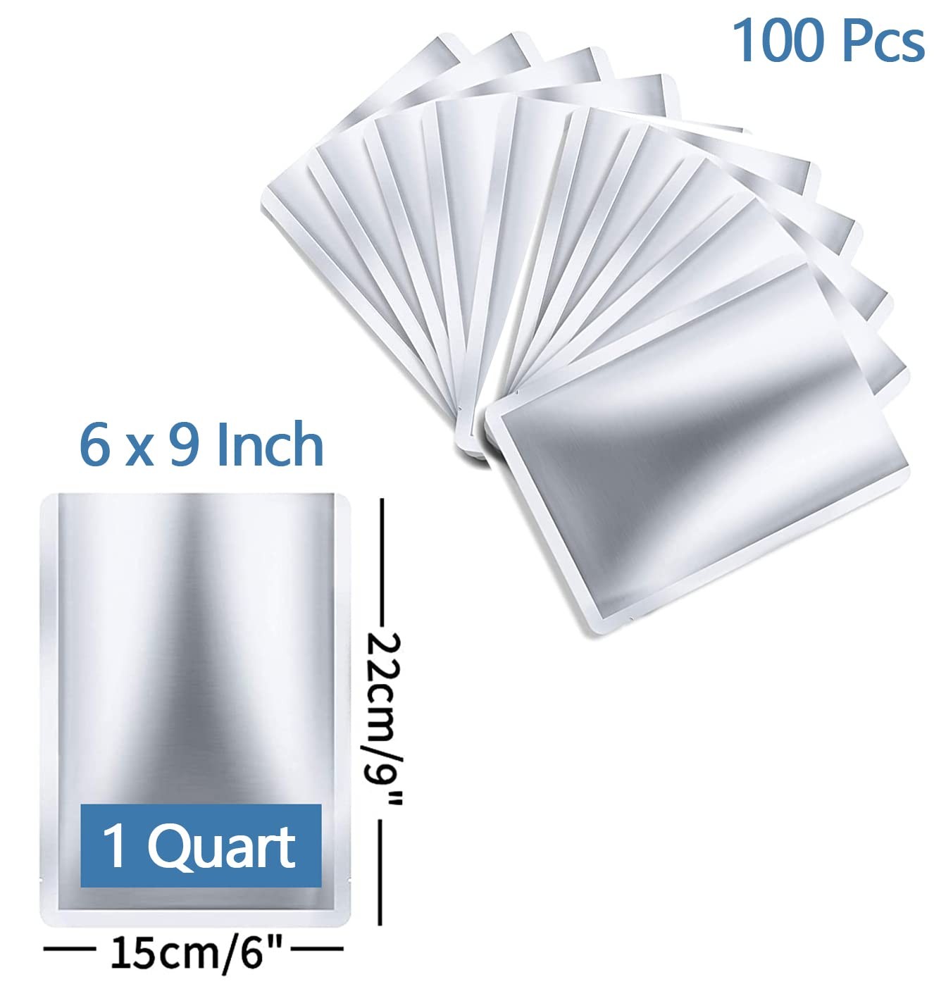 100 Pieces 1 Quart Mylar Bags 6 x 9 Inch, 5 Mil Mylar Bags for Food Storage C…