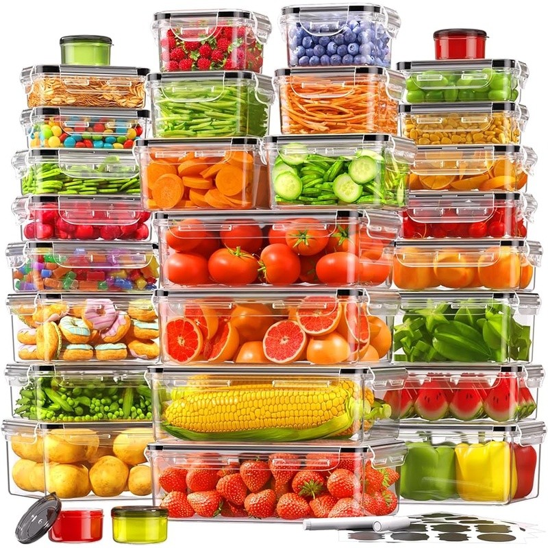 60 Piece Airtight Food Storage Containers Set BPA Free Stackable Microwave Safe