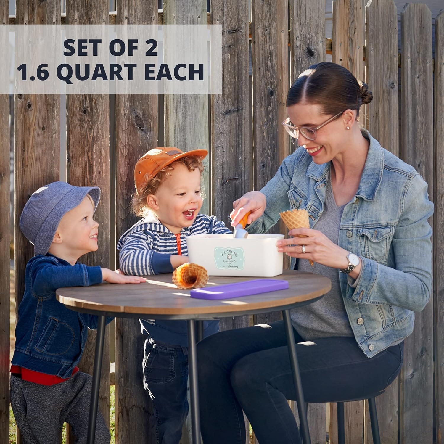 Set of 2 Reusable Ice Cream Tub Containers 1.6 Quart Ea. – Perfect for Homemade