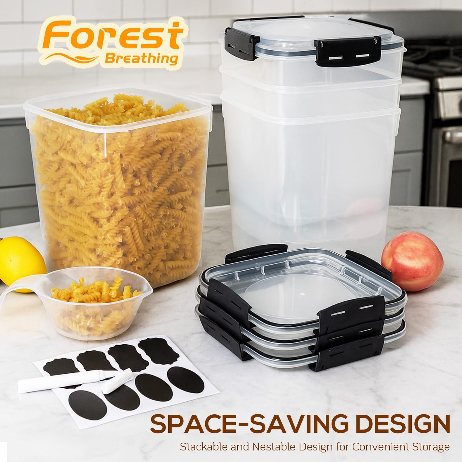 Large Thicker Food Storage Containers with Lids Airtight 5.3L/179Oz, 4pcs Pla…