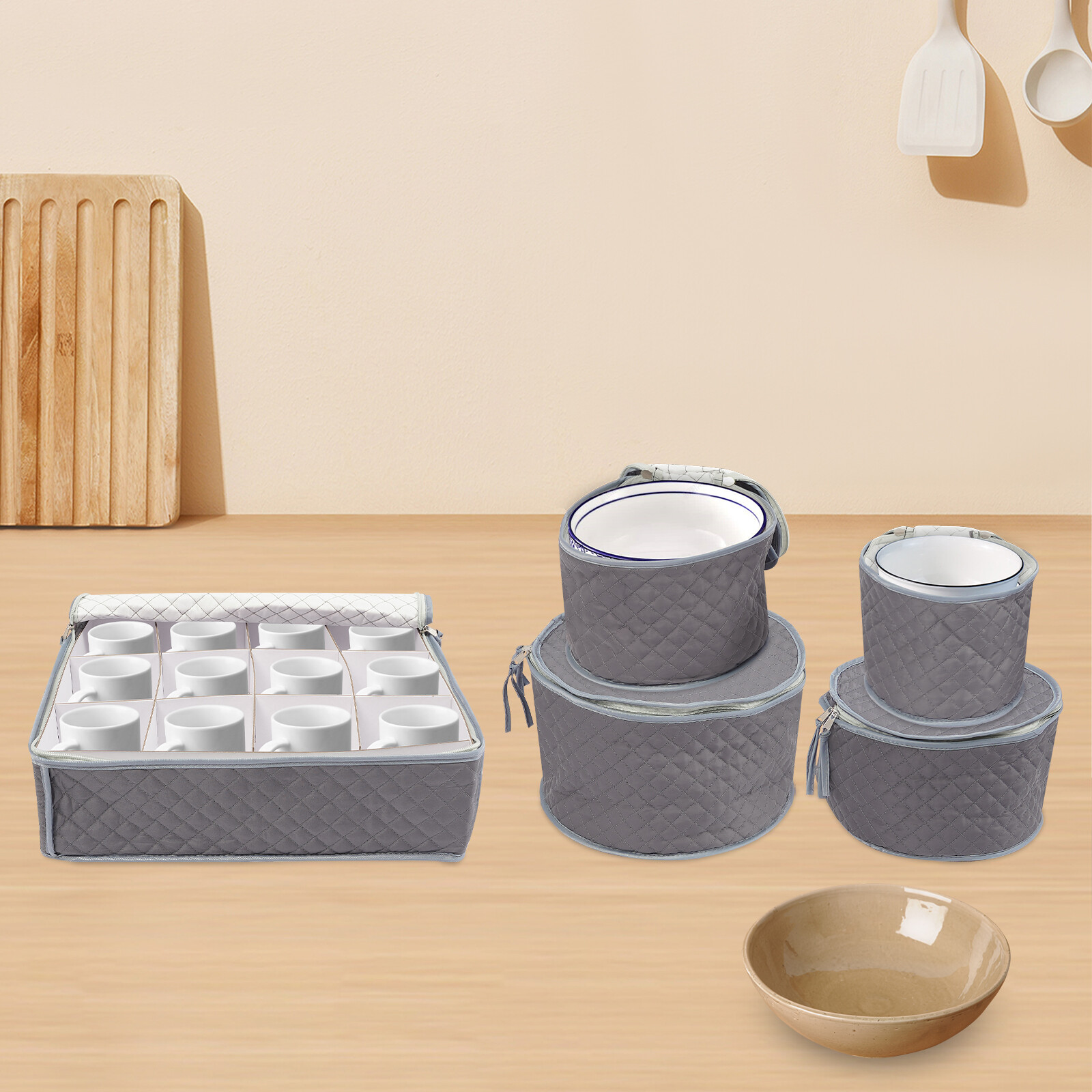China Dinnerware Storage Sets Hard Shell Flatware, Plates & Cups Storage Holders