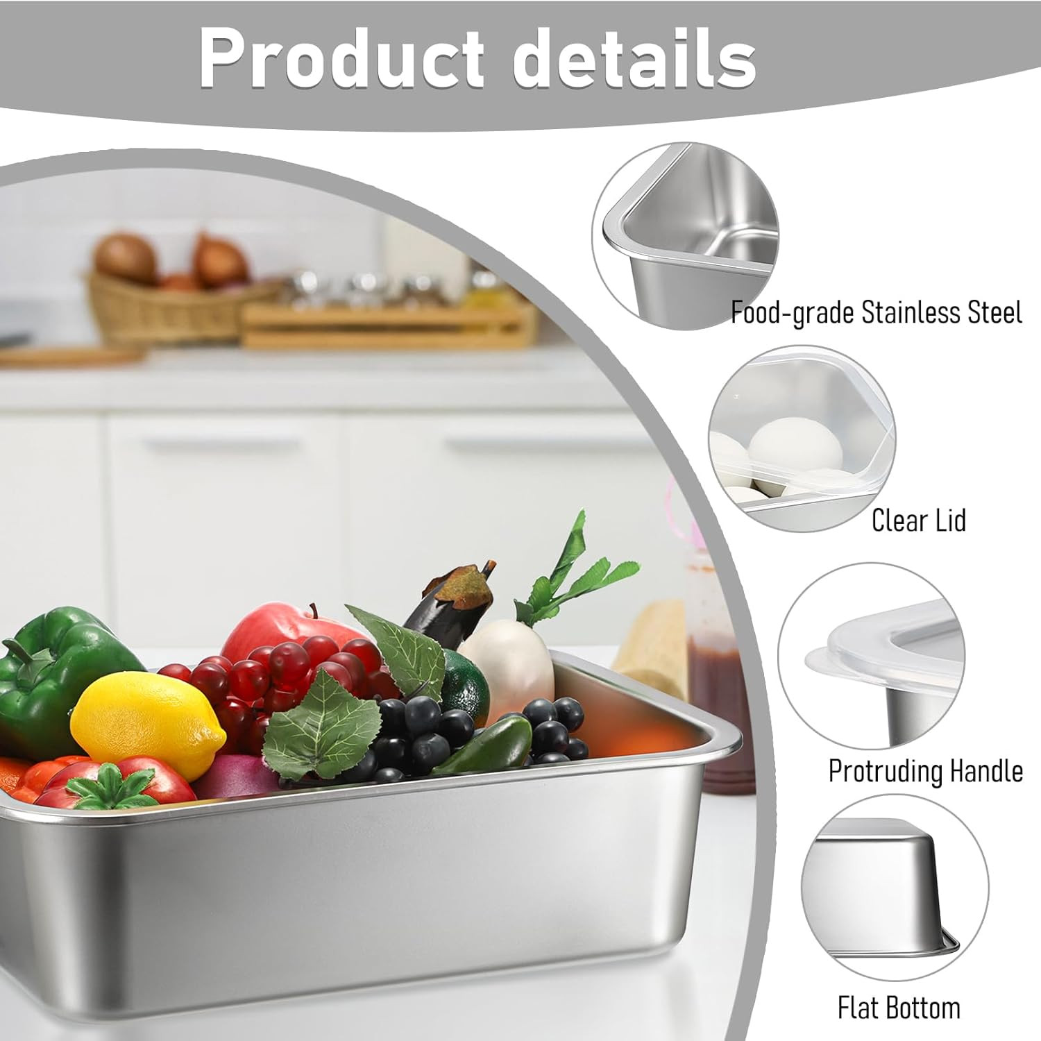 Pizza Dough Proofing Box Stackable Stainless Steel Food Storage Container Lid