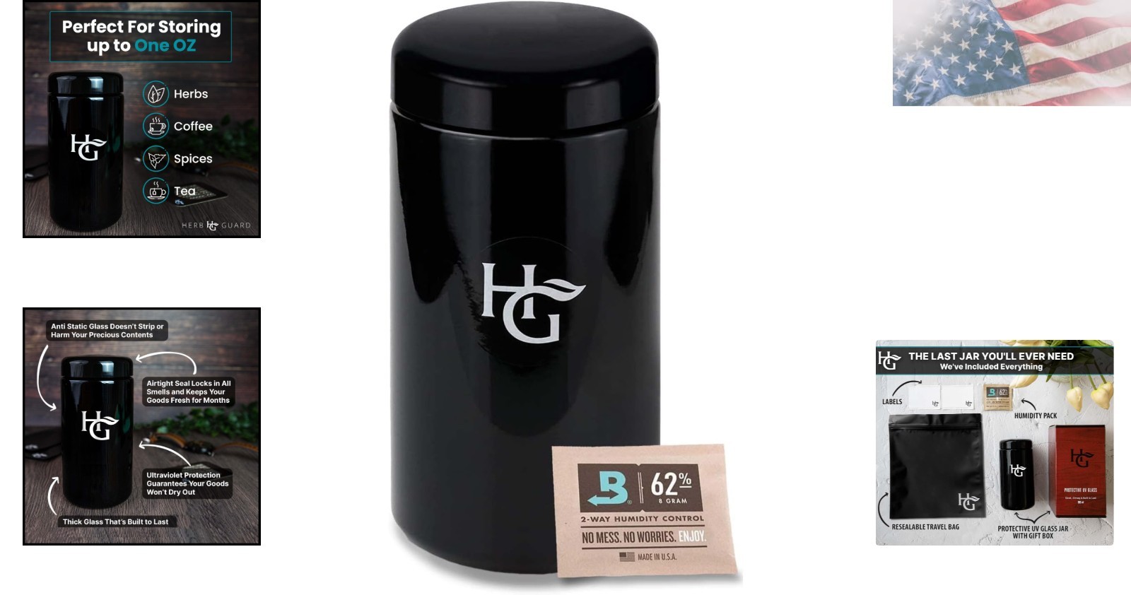 Elegant 500ml Airtight Jar – Travel-Friendly UV Coated Smell Proof Container
