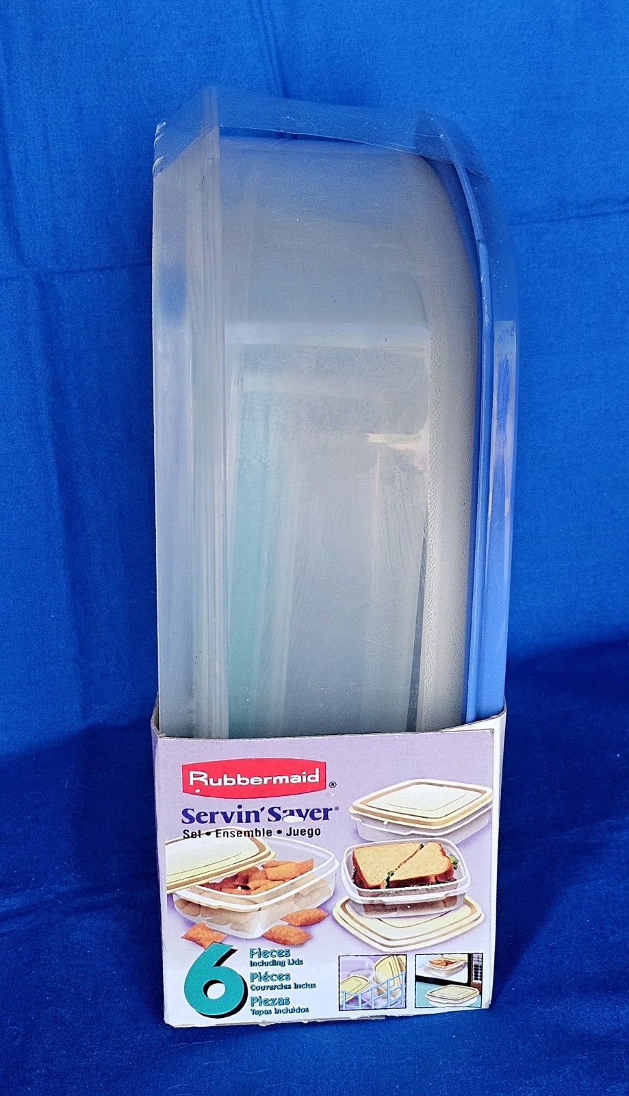 VTG Rubbermaid Servin Saver Nested Square Set NEW Blue Teal Almond 6pc Storage