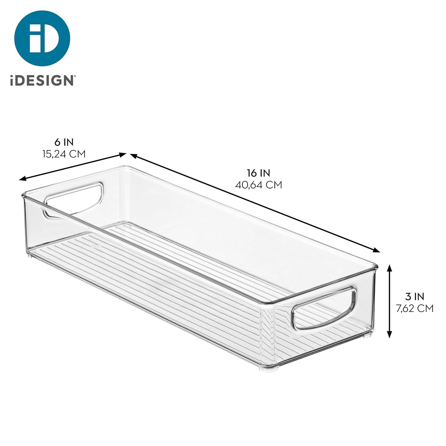Clear Extra Long Stackable Slim Kitchen Storage Bins 16x6x3 2 Pack