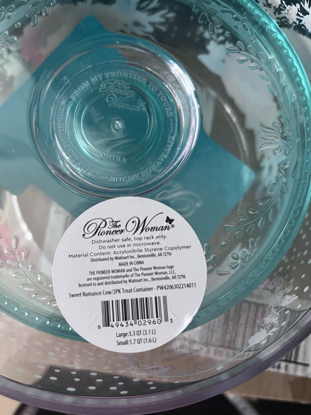 SET OF TWO The Pioneer Woman Sweet Romance Cow acrylic Round Treat Container