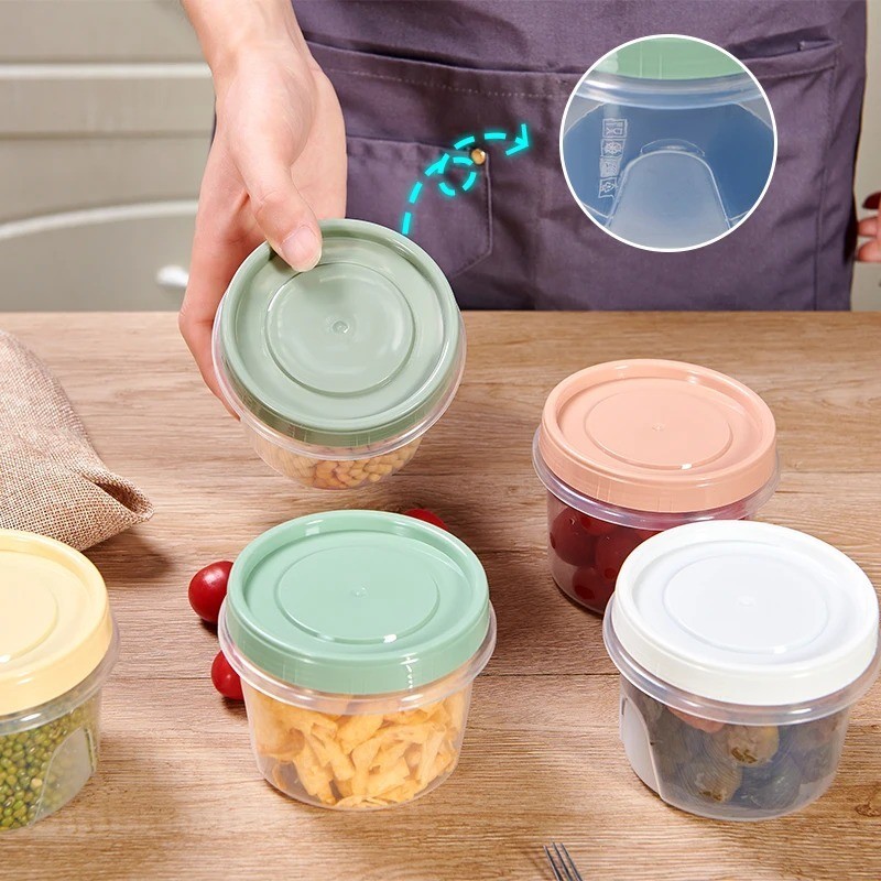 8 Pcs 500ml Round Food Fresh Keeping Box Kitchen Refrigerator Storage AA