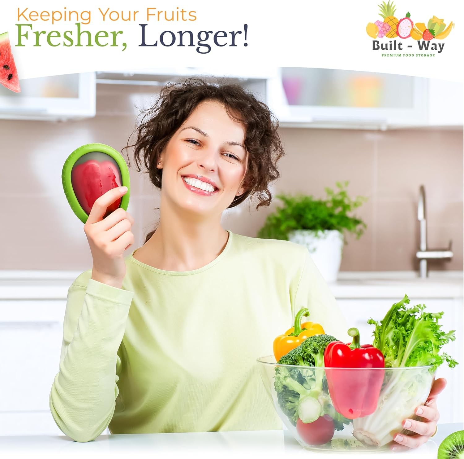 Fruit Storage Containers Fridge Set of 4 Airtight Lid Keeps Fresh For Fruit