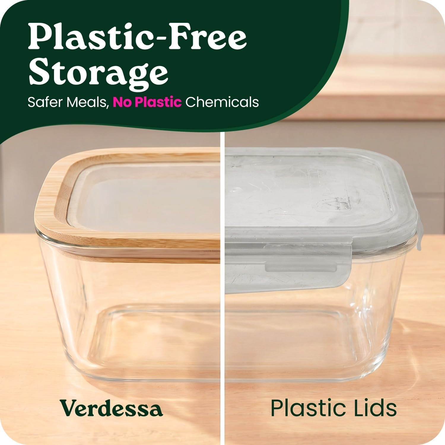 2-Pack-87.7 Oz Large Glass Food Storage Containers with Clear-Top Bamboo Lids –