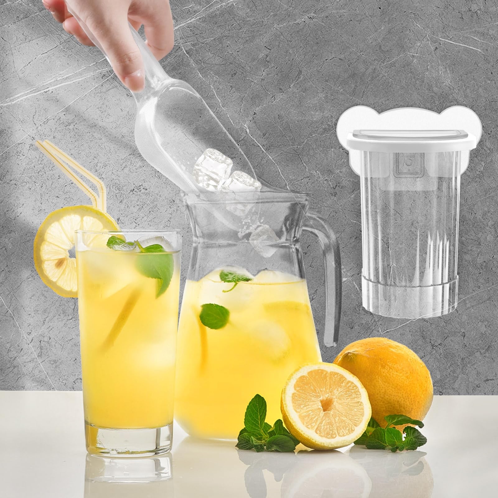 Removable Plastic Ice Scoop with Holder for Freezer Bucket, Kitchen Ice Cube …