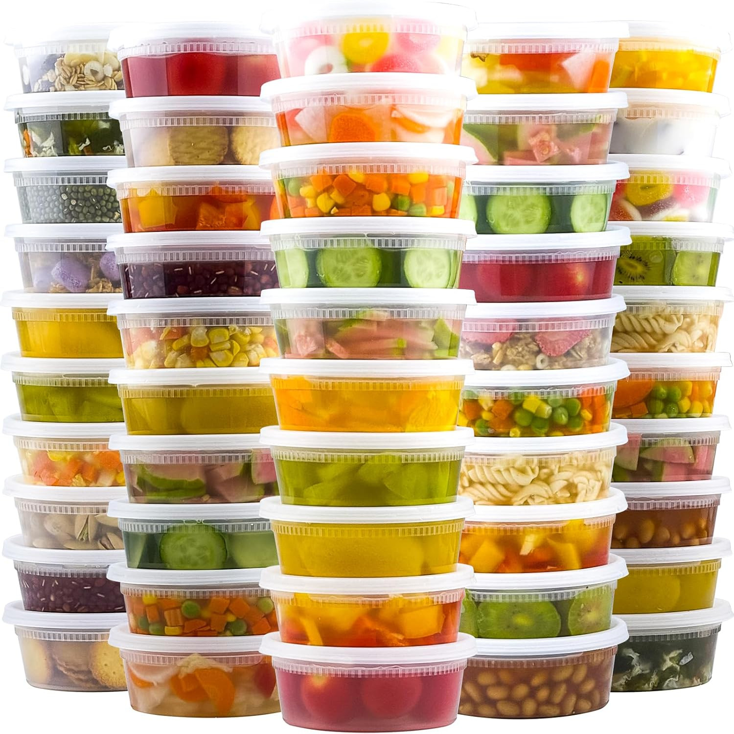 50 Set 8 oz Deli Containers with Lids, Leak-Proof BPA Free Plastic Take Out Bowl