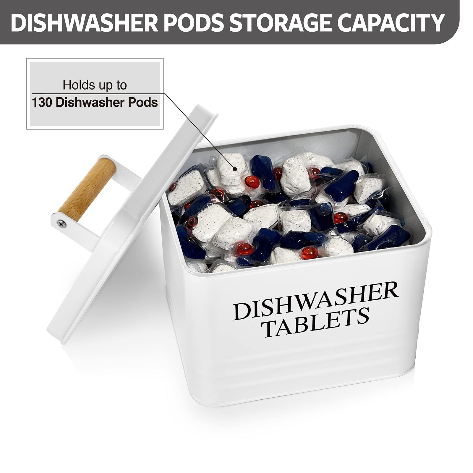 Modern Farmhouse Metal Dishwasher Pods Container Holder with Lid for Kitchen …