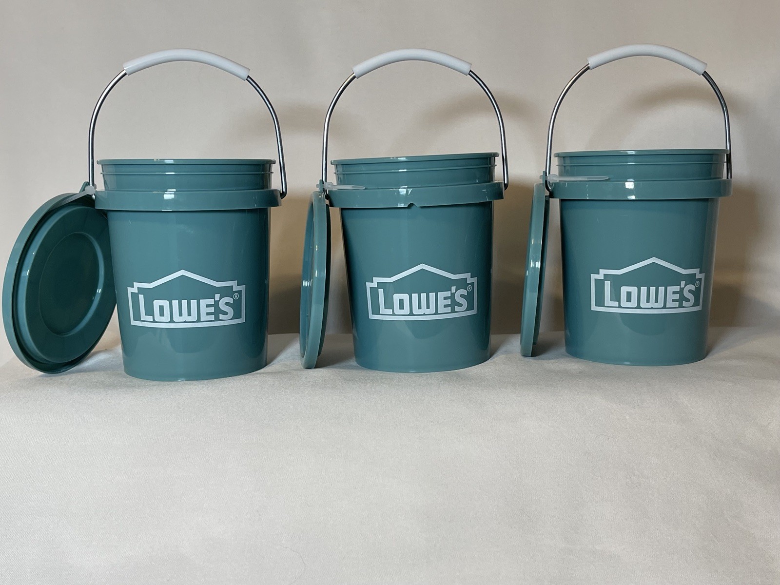 Lowe’s Mini Buckets Limited Edition Teal Blue w / Lid | Set of 3 | Food Safe