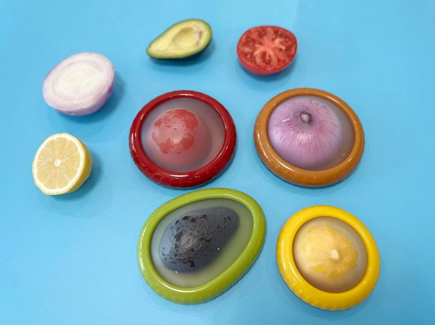 4PC Silicone Fruit and Vegetable Storage Containers Set for Fridge, Onion Storag