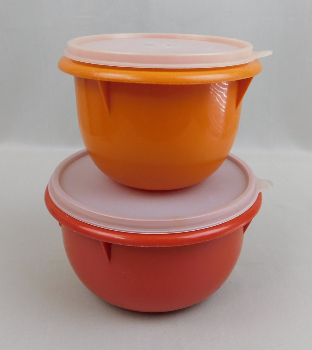 2pc Set Vintage Tupperware 270/271 Classic Nesting Bowls & Lids Harvest Colors