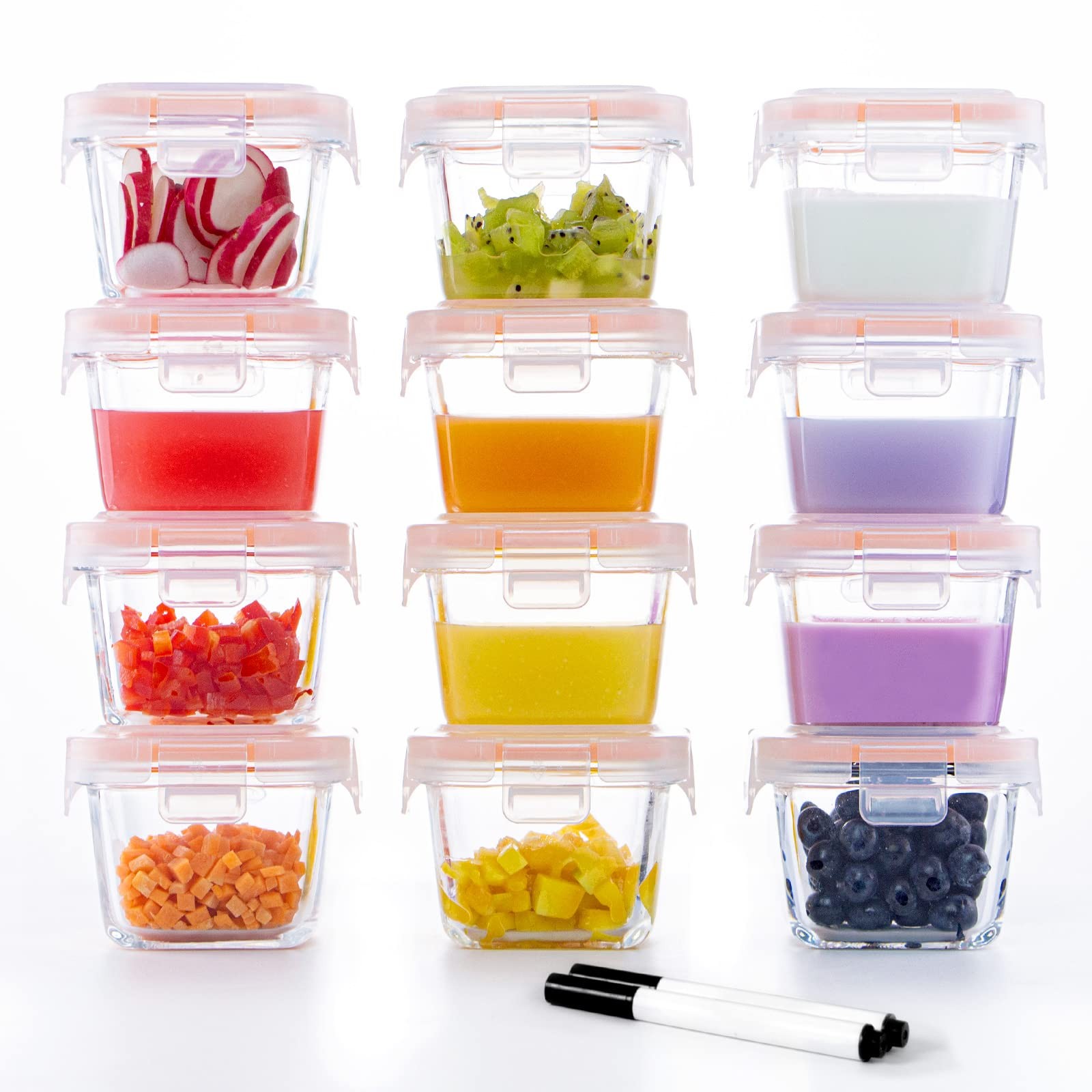6oz Baby Food Storage Containers, 12-Pack Baby Food Jars with Lids LeakProof,…