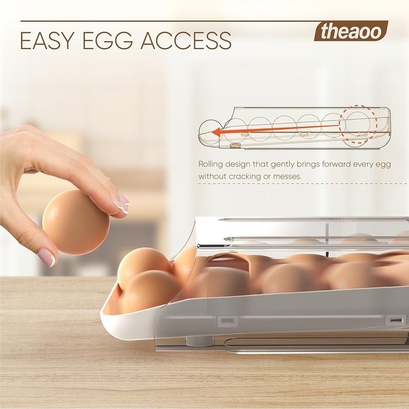 Stackable Auto Rolling Egg Holder Quick Access Storage 12 to 14 Eggs BPA Free US