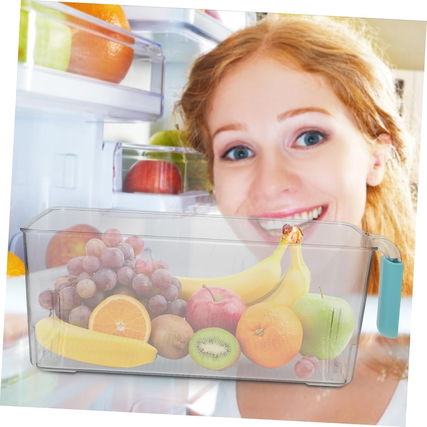 Fridge Organizer Bin Lid Handle Design Capacity Food Storage Container for Fr…