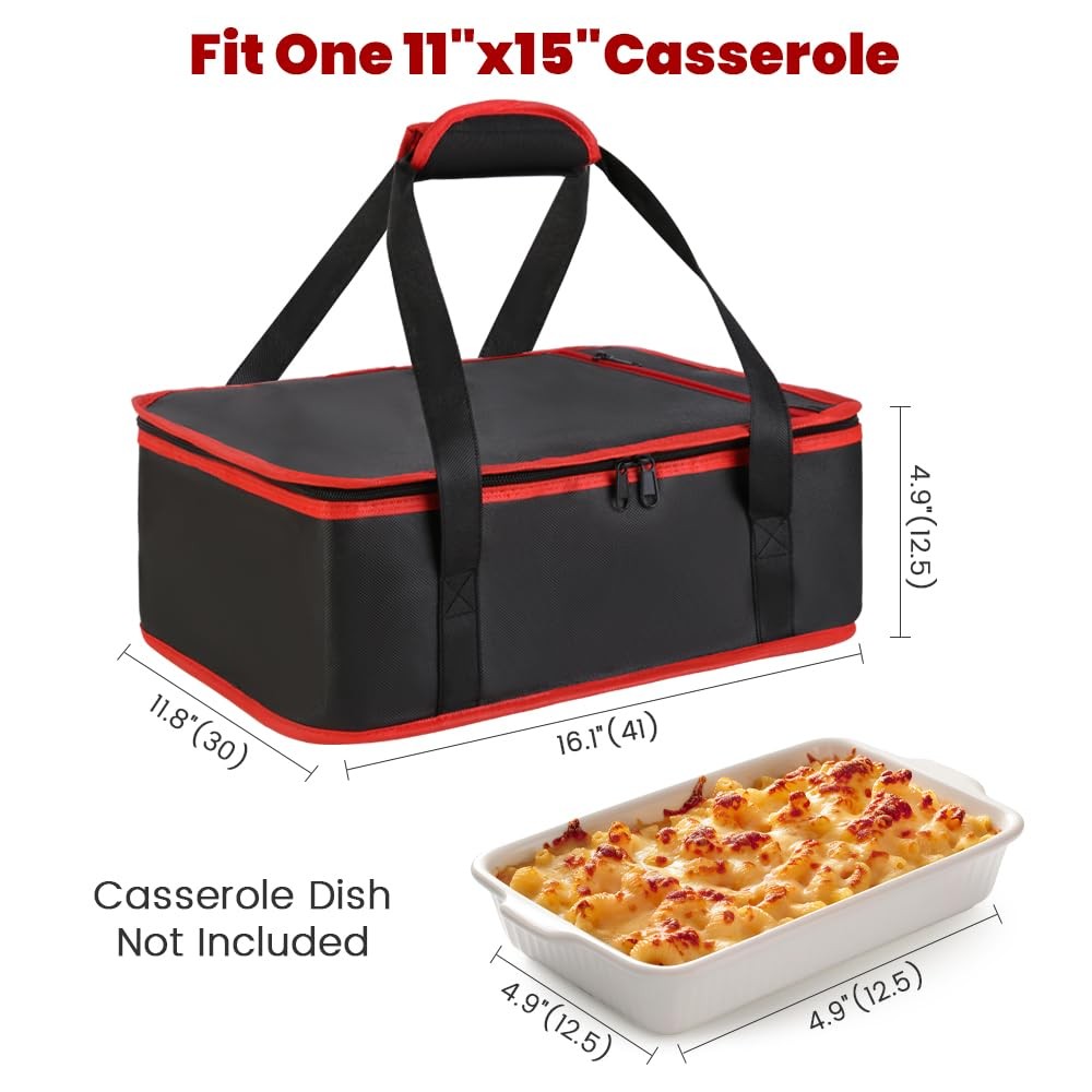 Bodaon Insulated Casserole Carrier for Hot or Cold Food, Fits 9″x13″ and 11″x15″
