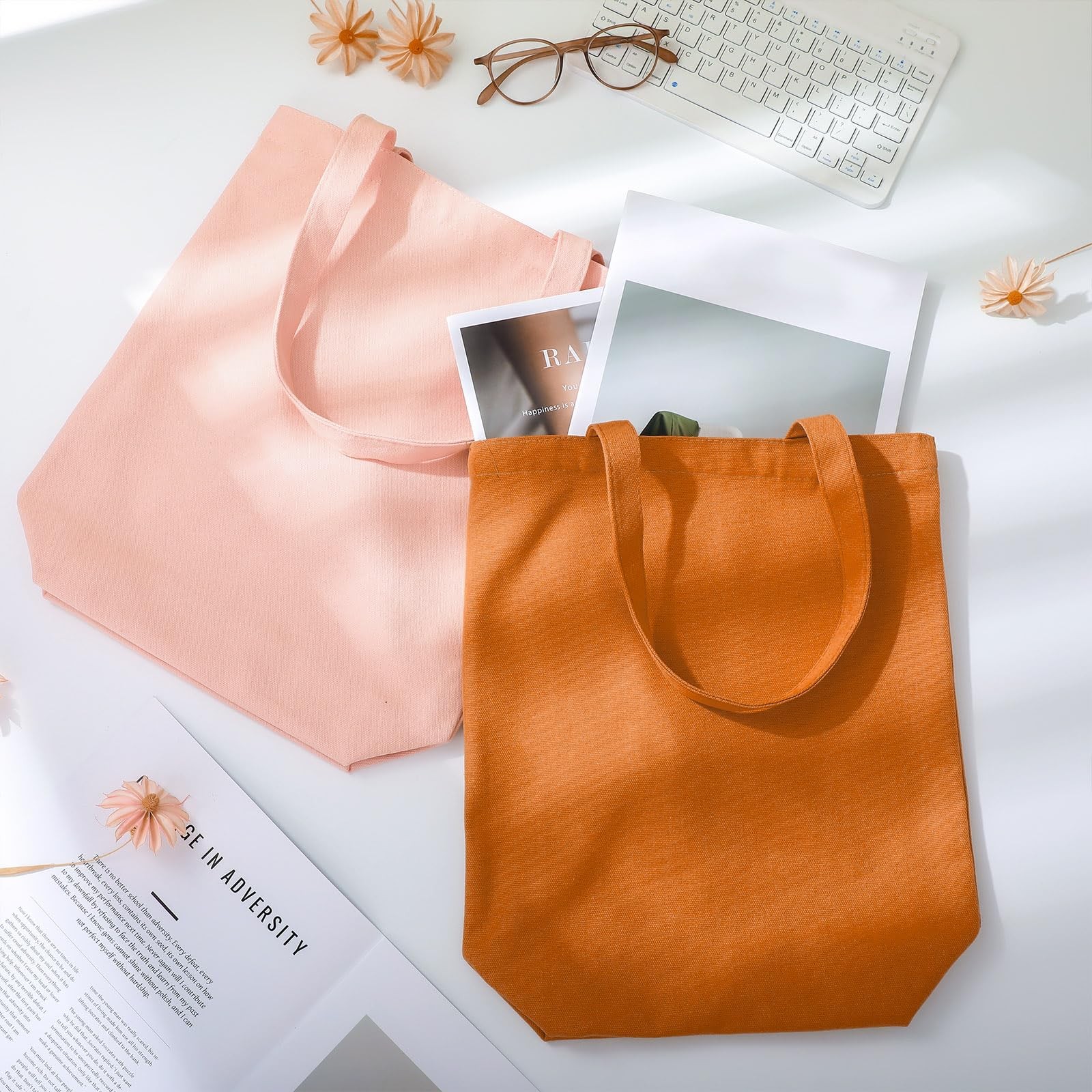 Reginary 10 Pcs Mothers Day Gift Reusable Canvas Grocery Shopping Tote Bag Bulk