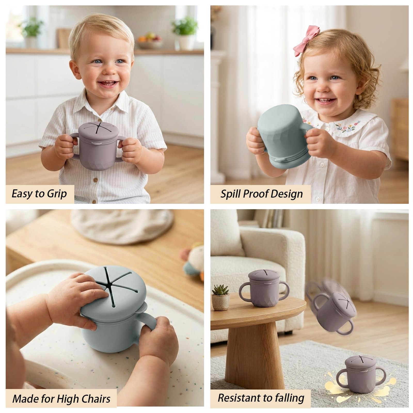2-Pack Spill-Proof Stainless Steel Multi-Compartment Snack Containers for Kids