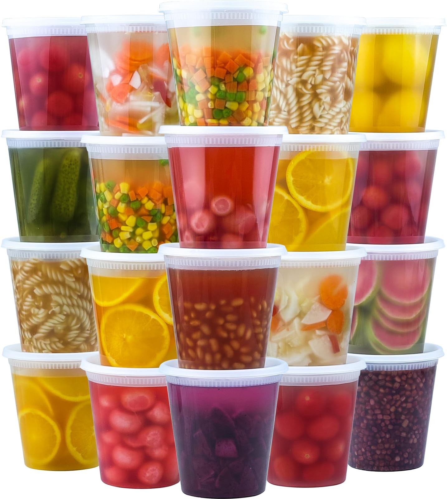 Dealusy 50 Set 32 oz Deli Containers with Lids, Leak-Proof BPA Free Plastic T…