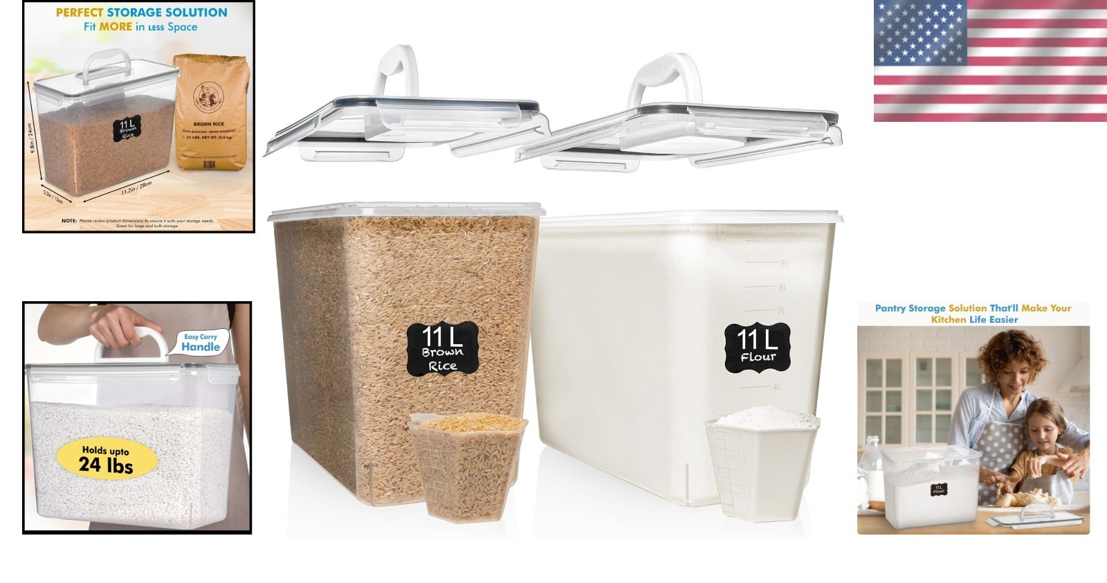 Effortless Kitchen Organization: BPA Free 11L Storage Containers with Handles