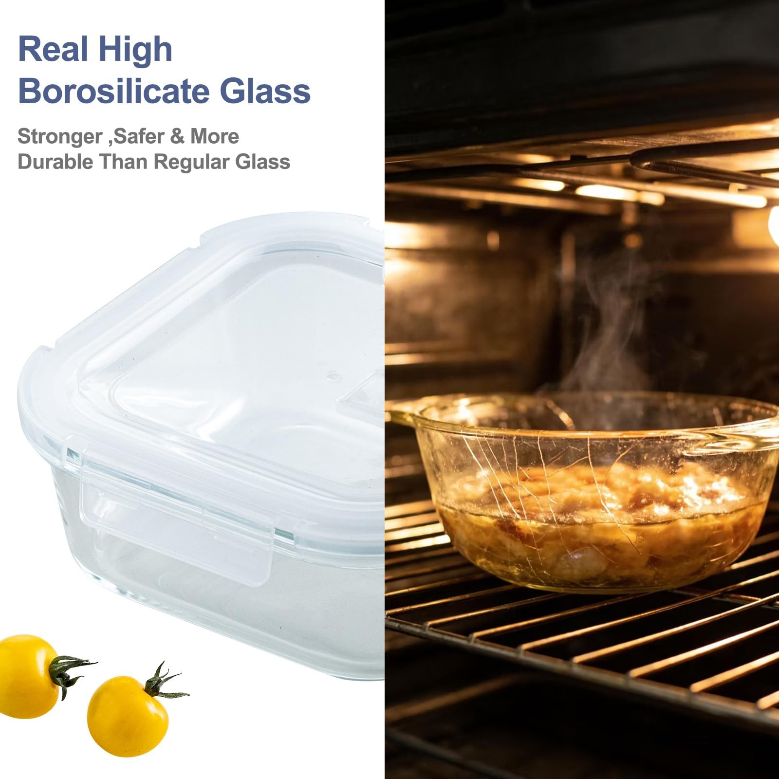 Airtight Glass Food Storage Containers with Lids (4-Piece Set) – Leakproof BP…