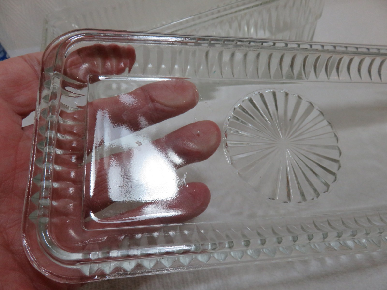 Vintage clear refrigerator jar and lid 8 1/2 inches long