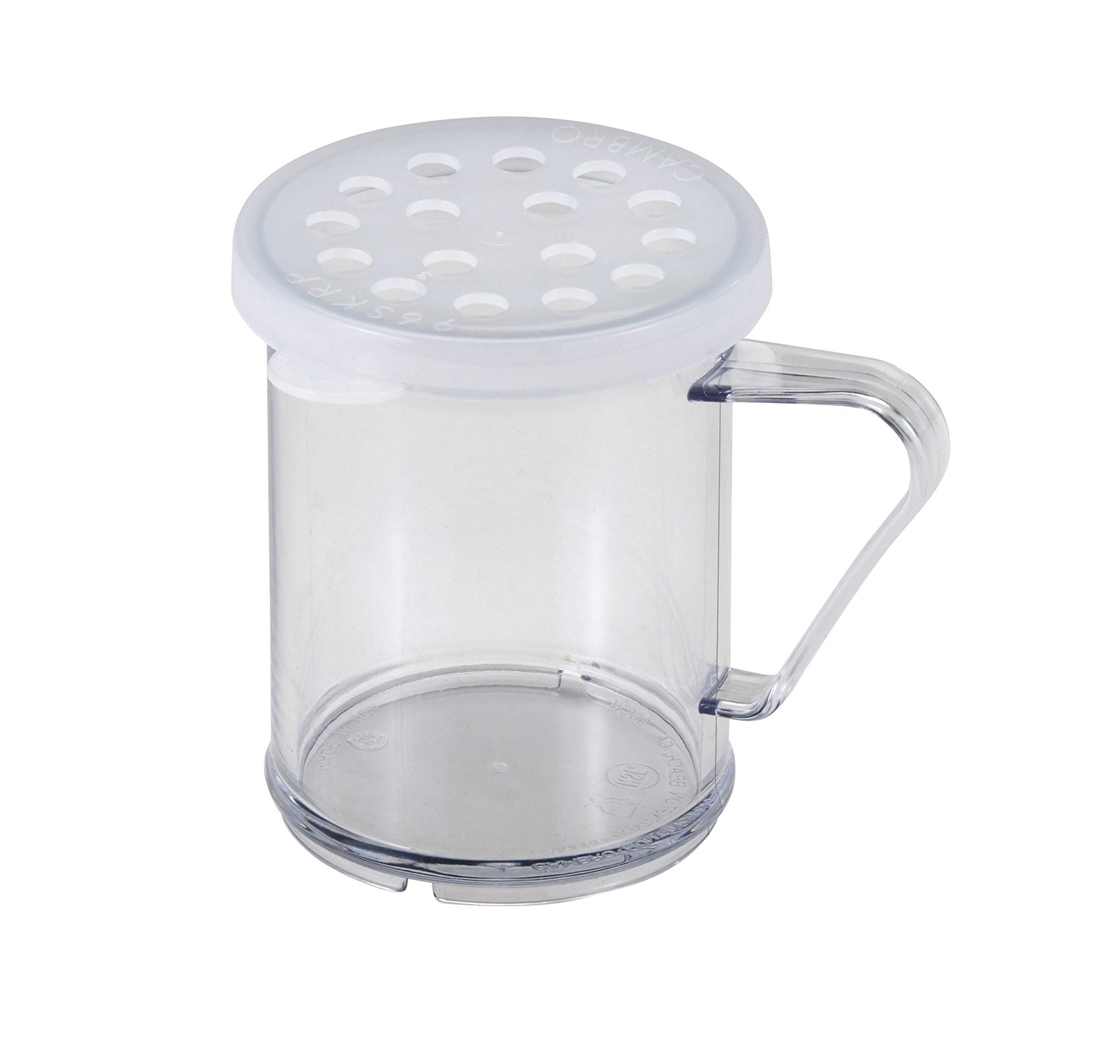 10 oz Shaker with Parsley Lid Clear Camwear Plastic for Spices Cheese