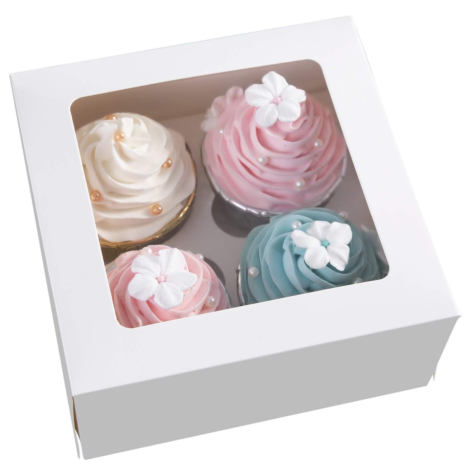 [15pcs] White Paper Cupcake Boxes,Valentines Day Cookie Gift Boxes with Clear…