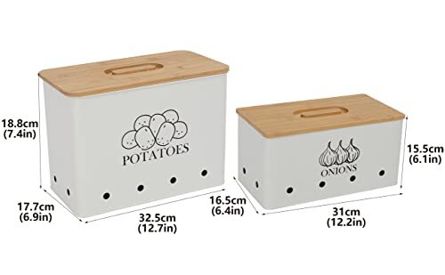 CANISTER SET Potatoes Onions Storage Containers White 2 Pack GDFJIY
